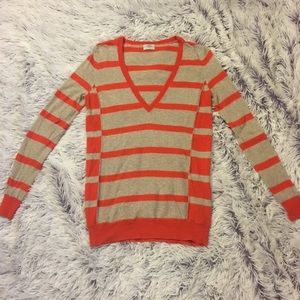 Madewell Wallace Orange and Cream Striped Sweater